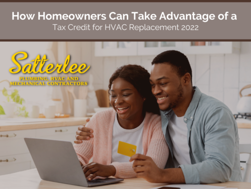 Homeowners filling out a Tax Credit for HVAC Replacement 2022 on their computer